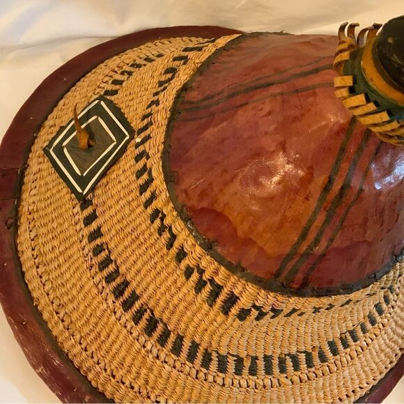 Fulani Straw/Leather Hat – Personal Advisory Fulani tribal Hat from Mali leather and straw